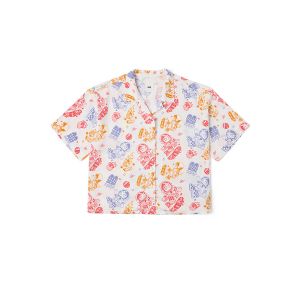米白色印花